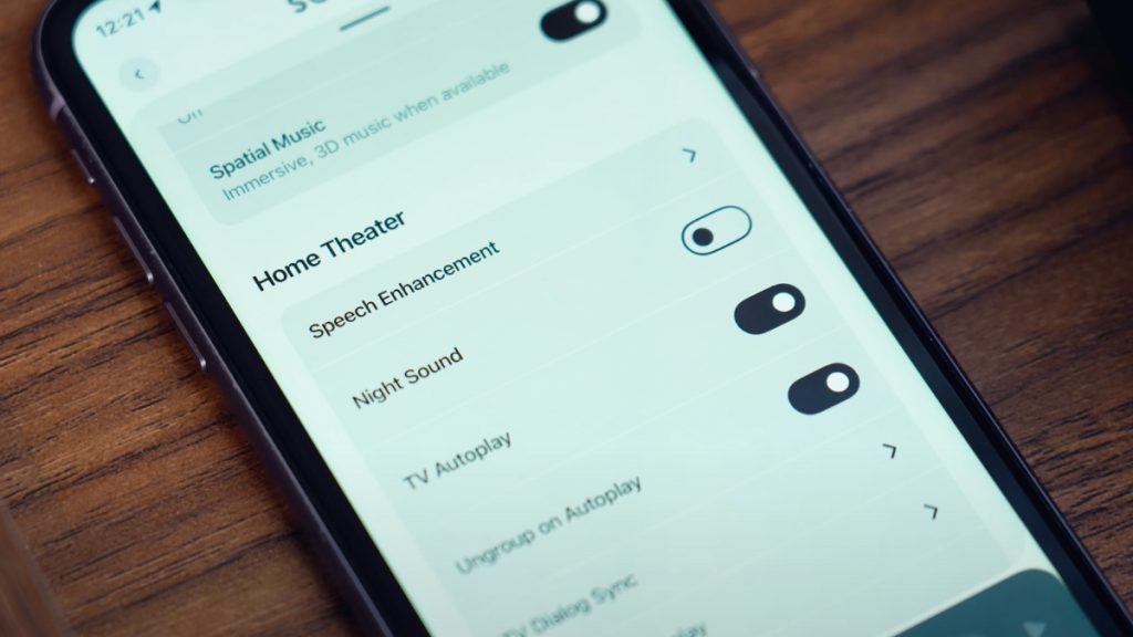 Sonos App Speech Enhancement and Night Sound toggles