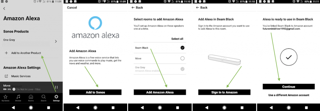 linking alexa to sonos