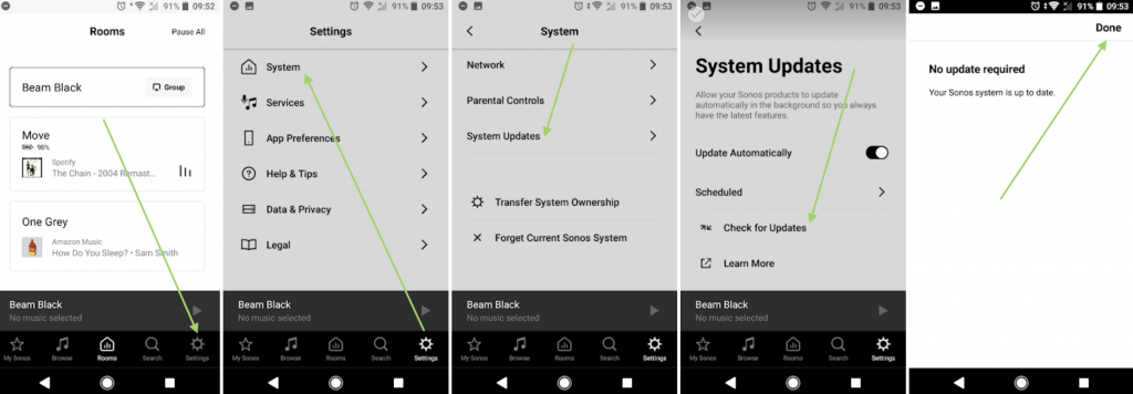 cant update software sonos