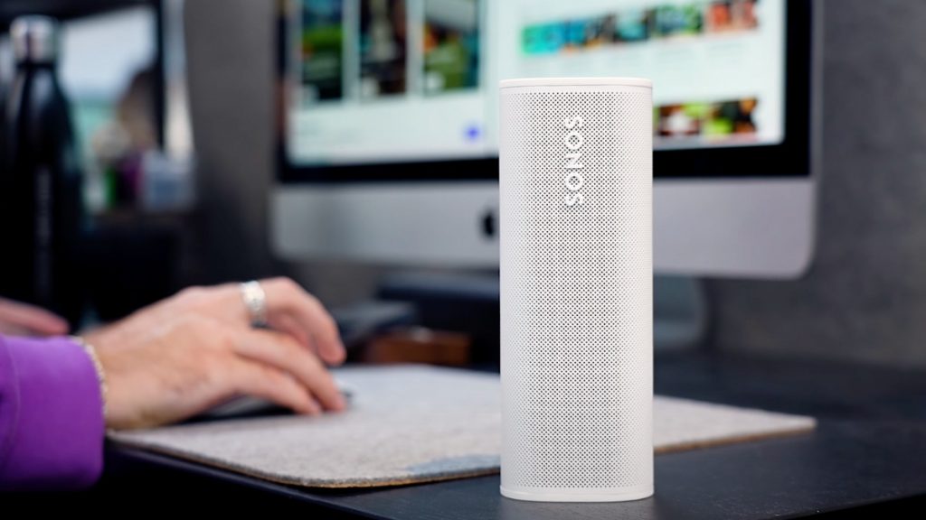 Sonos Roam 2 being used on a desk