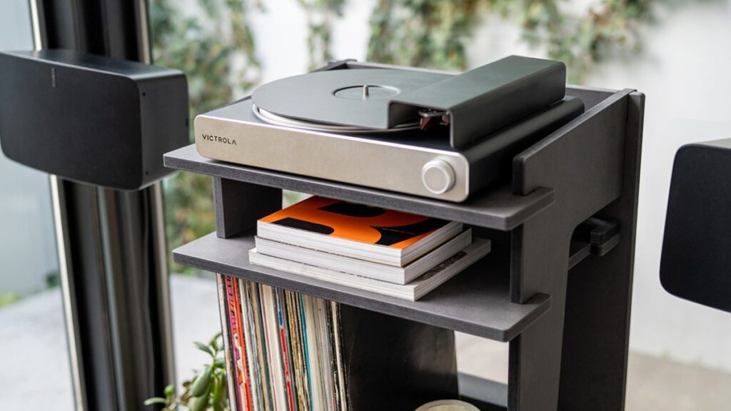 Victrola Stream Carbon Turntable Setup with Sonos Five pair 