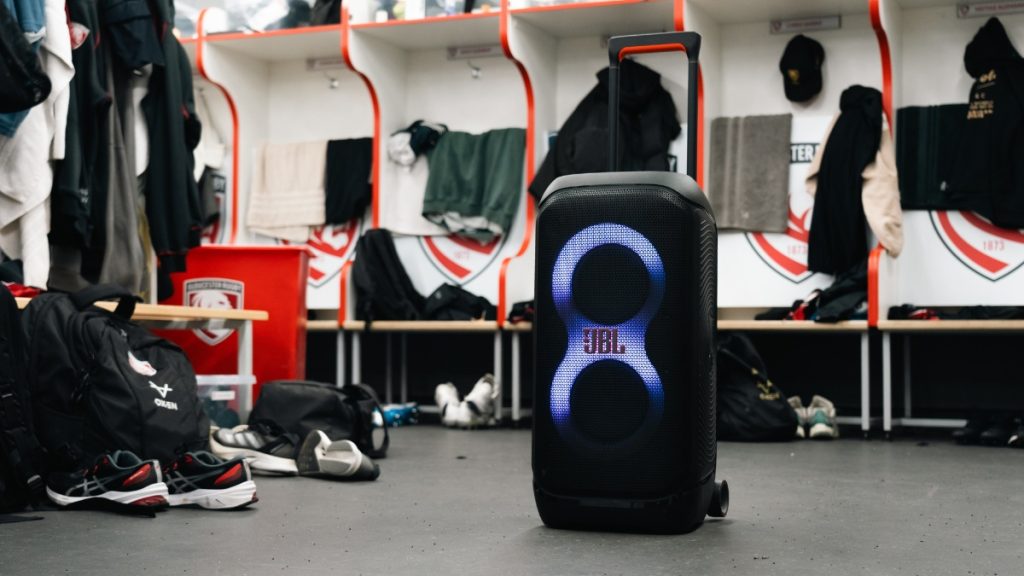 JBL speaker inside the Gloucester changing room