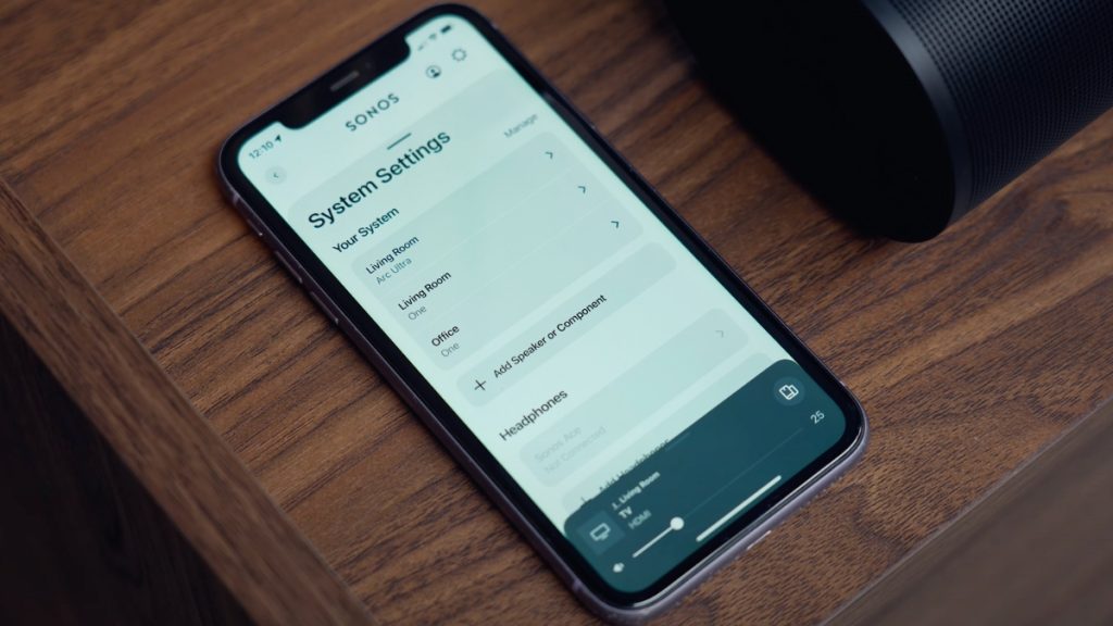 Sonos App open on a table